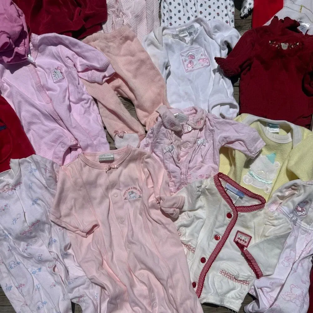 Vintage Baby Clothing Lot 0-3 Months Mixed Brands Sleepers Outfits